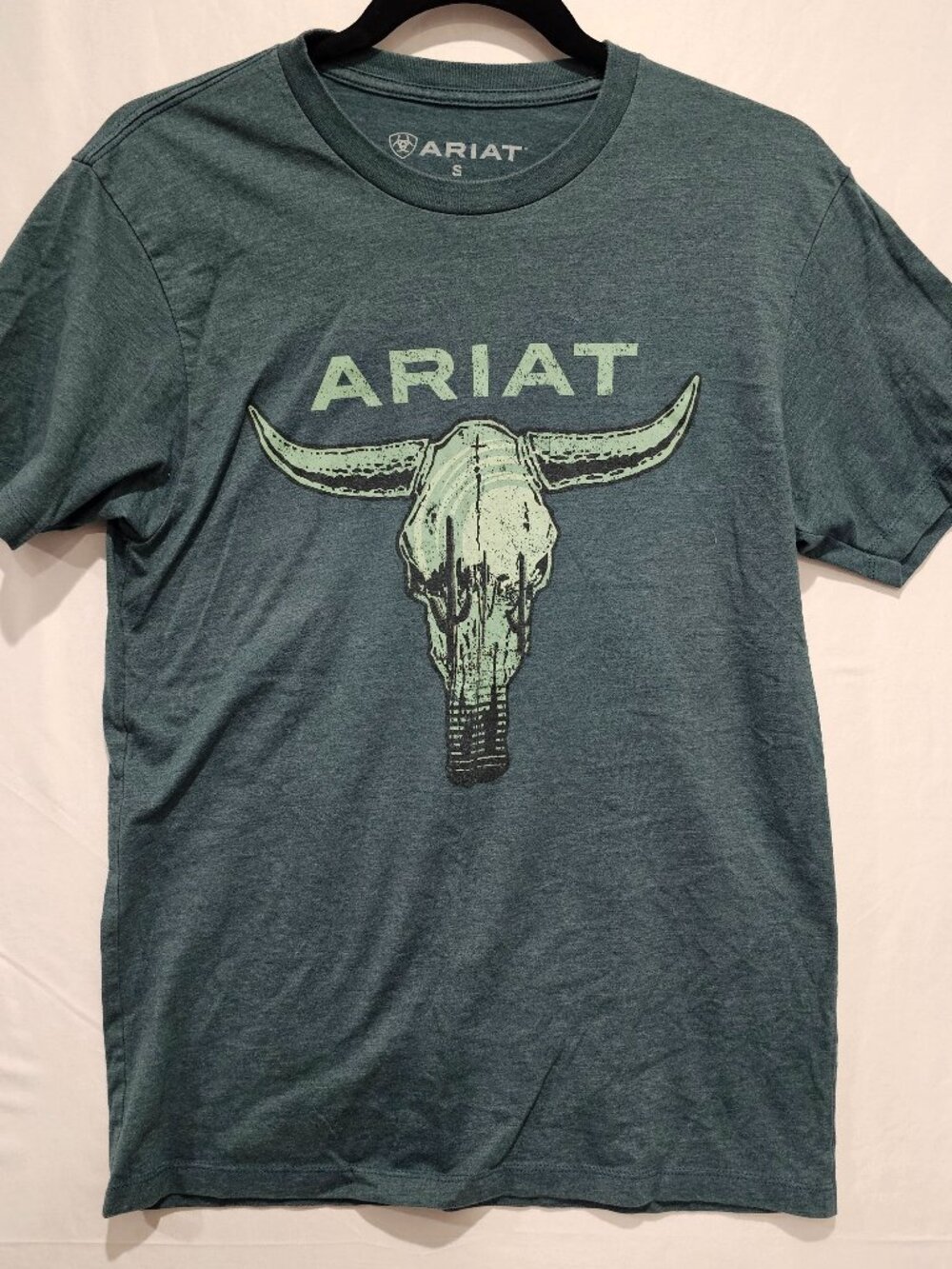 Ariat Men's T Shirt Size S Green Skull Graphic Western Tee
